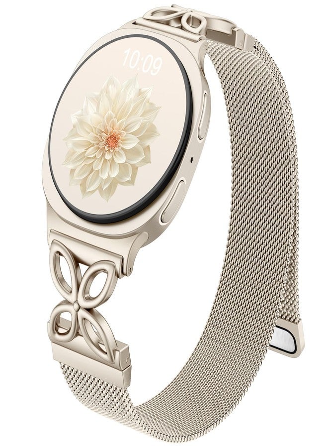 Getino Magnetic Metal Band Compatible with Galaxy Watch 8 / Watch 8 Classic Band, Milanese Floral Dressy Strap for Samsung Watch Bands Women 40mm 44mm 46mm - Starlight - Image 1