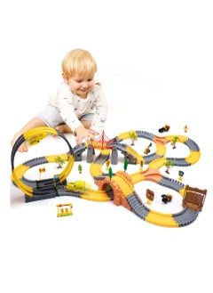 TUMAMA KIDS Tumama Kids 342pcs Construction Race Tracks Toys Car Set With 2 Electric Race Vehicle Flexible 360° Train Tracks Construction Road Race Trucks  - Image 2