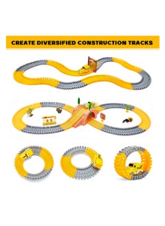 TUMAMA KIDS Tumama Kids 342pcs Construction Race Tracks Toys Car Set With 2 Electric Race Vehicle Flexible 360° Train Tracks Construction Road Race Trucks  - Image 4