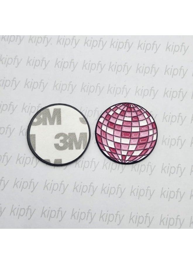 Kipfy Pink Disco Ball Metal Sticker Gold Red White Decorative Adhesive Back, Design For Mobile phones laptops - Image 2