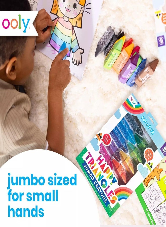 Ooly Jumbo Triangle Crayons for Toddlers Set of 12, Non-Toxic Triangle Shaped Easy to Hold Crayons for Toddler, No Rolling Crayon, Summer Crafts for Kids - Image 4