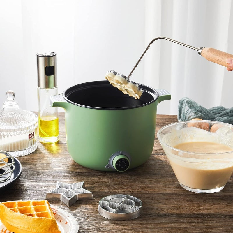 Zhehao مجموعة قوالب أكشابام بونويلوس 7 قطع مع مقبض مجموعة حديد روزيت مصنوعة من الألمنيوم صانع روزيت على شكل قلب ونجمة ودائرة ومربع لقوالب الكوكيز لرؤوس قابلة للتبديل لأدوات المطبخ للخبز والطهي والقلي 6 أشكال - Image 5