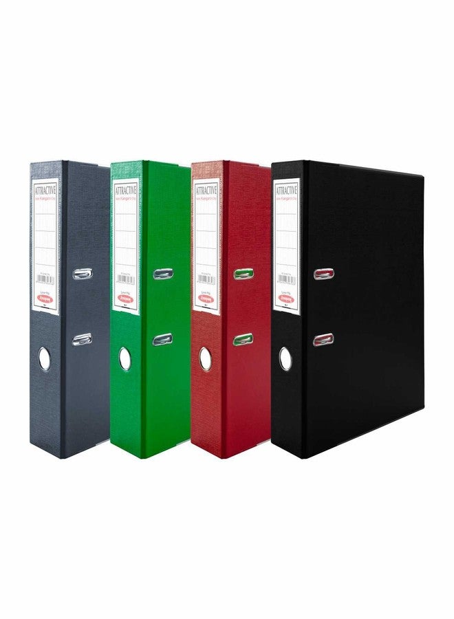 Anupam Attractive Lever File | N13 A4 Size | U-Shaped Clip Binder Box | 100% Recycled Lightweight Sturdy Board with Robust Textured Cover| Finger Grip Hole | Office & Home (Multicolour, Pack of 4) - Image 1