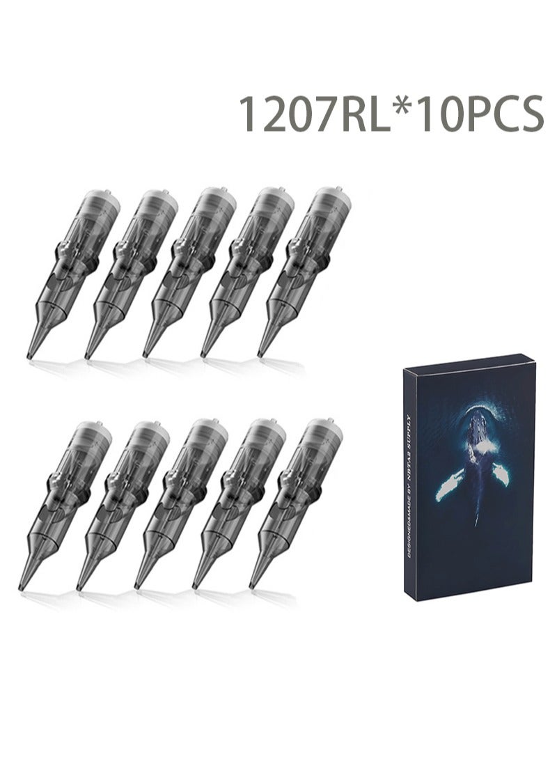 HaLunhi 10-Piece Tattoo Needle Box Needles with Laminated Rubber for Stability，Tattoo Pen Backing Needles，Round Backing Needles Disposable Needles，Individually Packed，Compatible with All Pen Tattoo Machines (1207RL) - Image 1