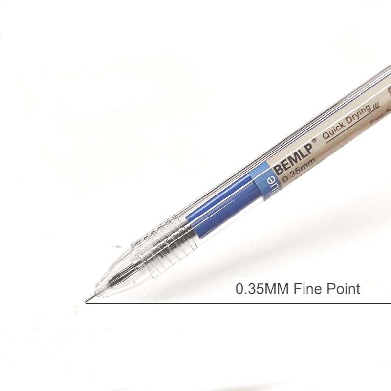 BEMLP Gel Ink Pen Extra fine point 0.35mm Blue Liquid Rollerball Pens Quick Drying Gel Pens School Office student Exam Writing Stationery Supply 12 Pcs/Set (Blue) - Image 5