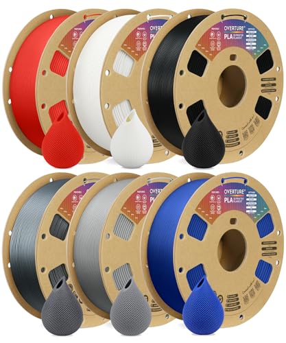 OVERTURE 6KG Bundle PLA Filament 1.75mm PLA 3D Printer Filament, 6 Pack 1kg(2.2lbs) Cardboard Spool, Dimensional Accuracy +/- 0.02mm, Fit Most FDM Printer (6 Color) - Image 1