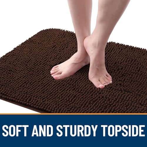 OLANLY Dog Door Mat for Muddy Paws 30x20, Absorbs Moisture and Dirt, Absorbent Non-Slip Washable Doormat, Quick Dry Chenille Mud Mat for Dogs, Entry Indoor Entryway Carpet for Inside Floor, Brown - Image 5
