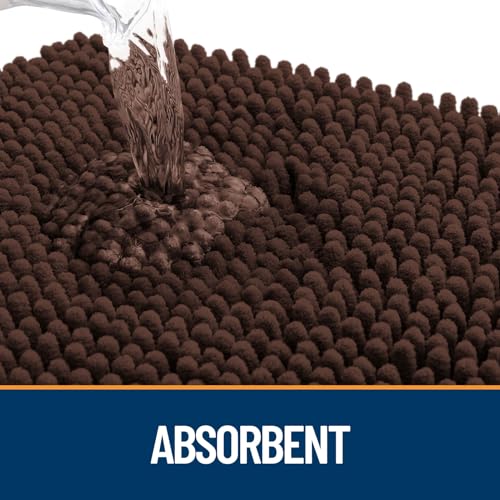 OLANLY Dog Door Mat for Muddy Paws 30x20, Absorbs Moisture and Dirt, Absorbent Non-Slip Washable Doormat, Quick Dry Chenille Mud Mat for Dogs, Entry Indoor Entryway Carpet for Inside Floor, Brown - Image 4