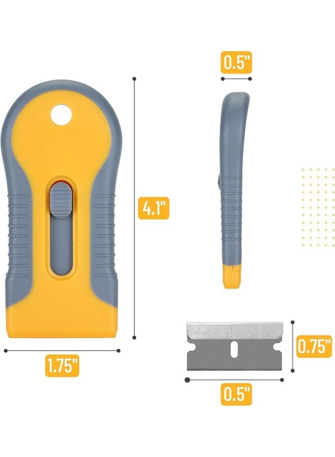 Razor Blade Scraper with 10 Extra Blades: Multi-Surface Cleaning Tool for Glass, Ceramic Cooktops, Ovens, Glass Top Stoves and Foot - Removes Burned-On Food, Tough Stains, Dirt, Stickers, and Paint - Image 3