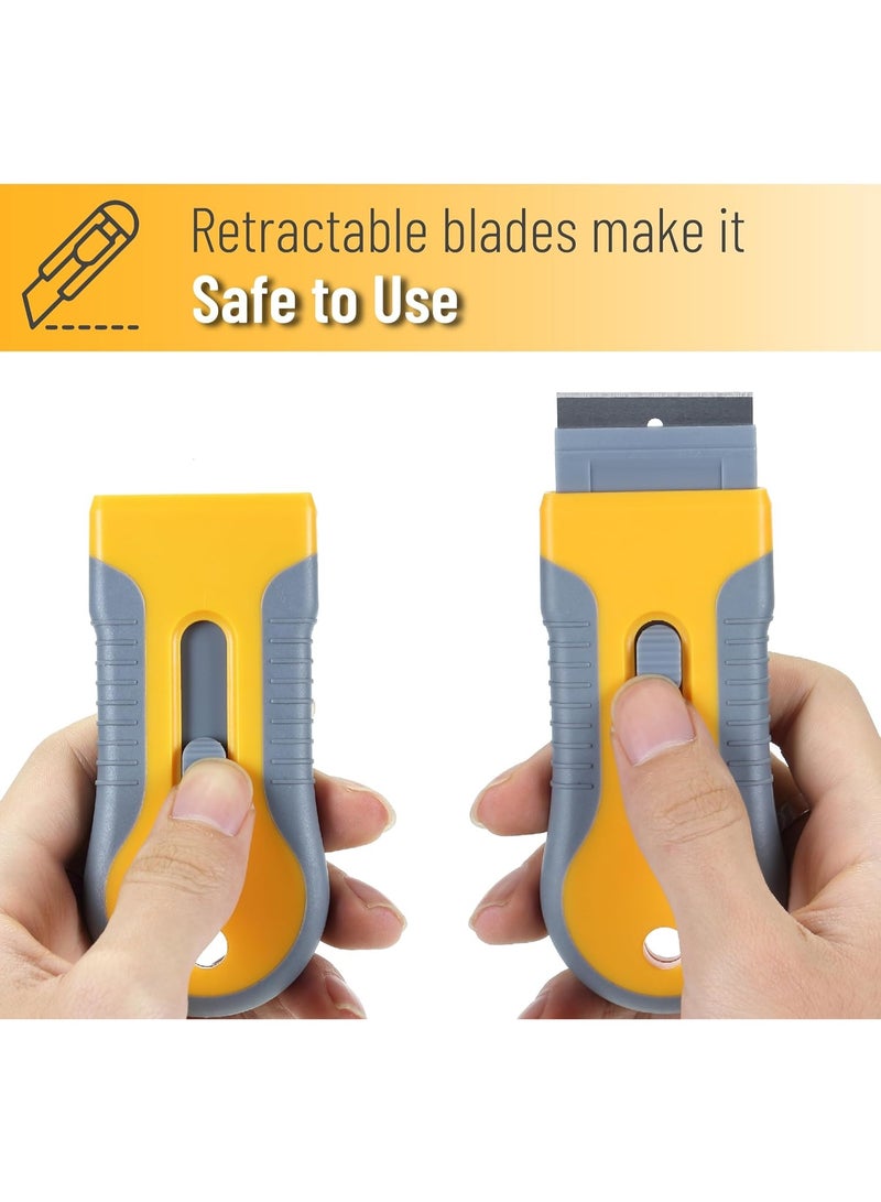 Razor Blade Scraper with 10 Extra Blades: Multi-Surface Cleaning Tool for Glass, Ceramic Cooktops, Ovens, Glass Top Stoves and Foot - Removes Burned-On Food, Tough Stains, Dirt, Stickers, and Paint - Image 4