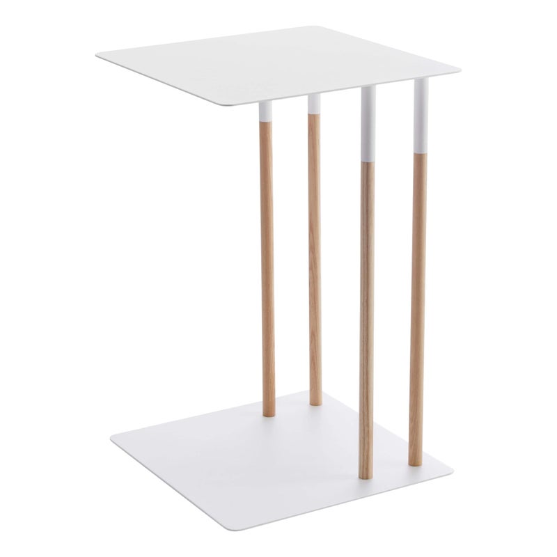 Yamazaki Yamazaki Home Plain Metal and Wood Sliding Sofa C Table End Table Coffee Tray Laptop Desk Modern Bedside Or Living Room Small Accent Table 22  Steel 