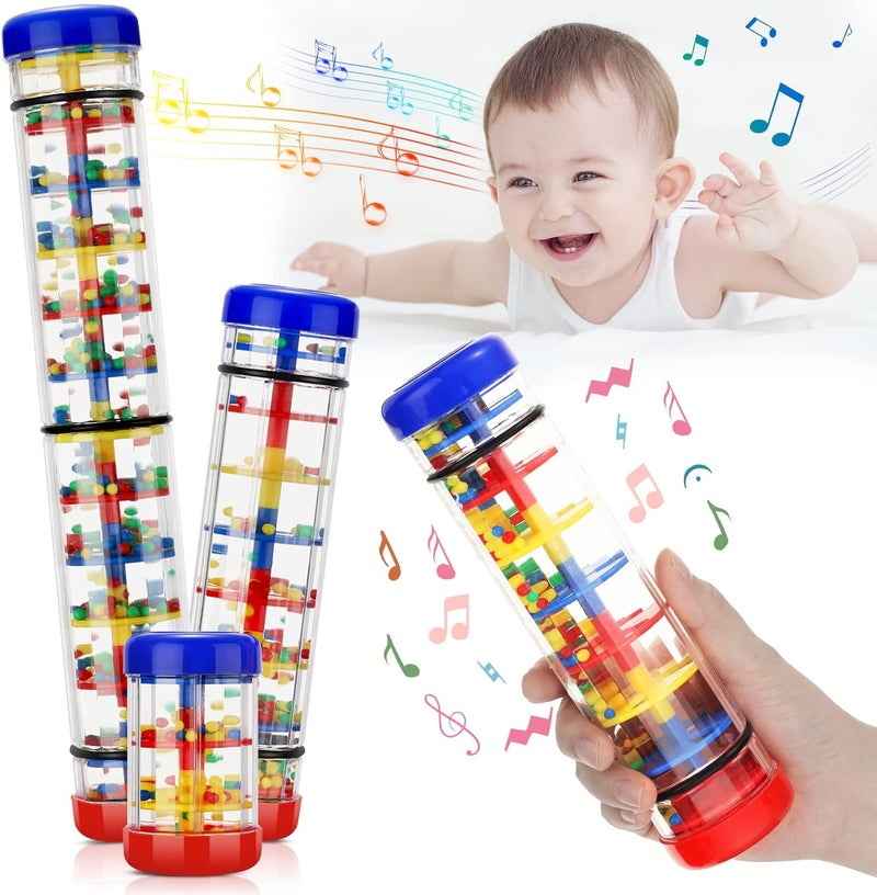 Leitee Leitee 3 Pieces Rainmaker Rain Stick for Baby Shaker Sensory Auditory Musical Instrument Rattle Tube Plastic Toy for Boys and Girls 4 Inches 8 Inches 12 Inches One Each Size - Image 1