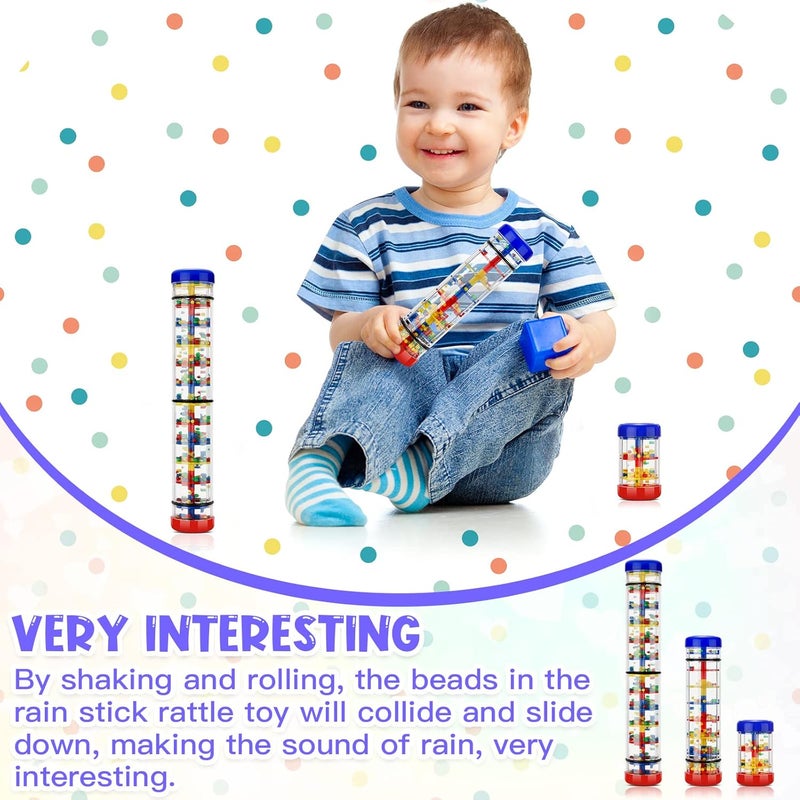 Leitee Leitee 3 Pieces Rainmaker Rain Stick for Baby Shaker Sensory Auditory Musical Instrument Rattle Tube Plastic Toy for Boys and Girls 4 Inches 8 Inches 12 Inches One Each Size - Image 4
