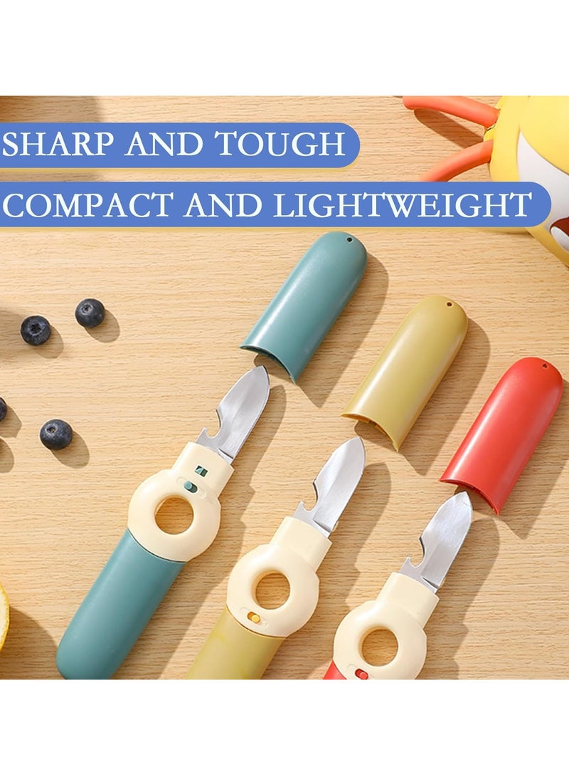 5 in 1 Kitchen Peeler, Portable Multifunctional Travel Stainless Steel Fruit Knife with Lid, Bottle Opener Orange Peeler Fruit Vegetable Peeler for Kitchen, Outdoor Travel, Camping (Blue) - Image 5