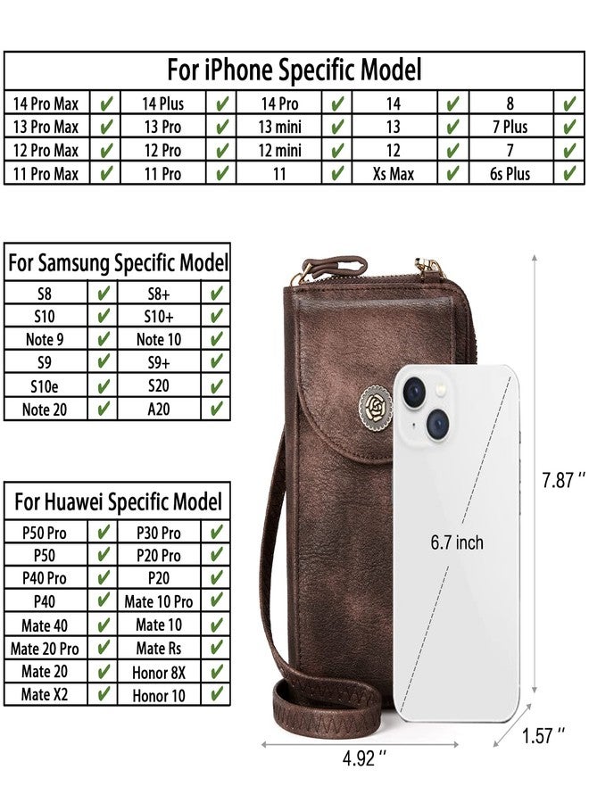 BROMEN Small Cell Phone Purse Crossbody Bags for Women Vegan Leather Wallet Purses with Credit Card Holder Rough Coffee - Image 4