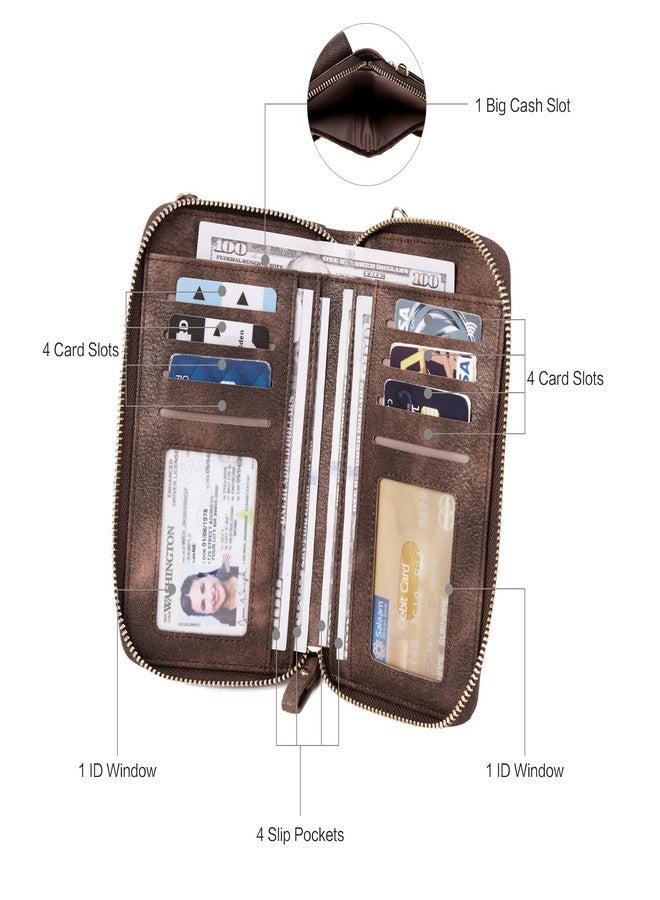 BROMEN Small Cell Phone Purse Crossbody Bags for Women Vegan Leather Wallet Purses with Credit Card Holder Rough Coffee - Image 3