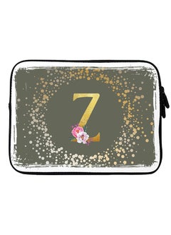 Stylizedd Laptop Sleeve Bag for Macbook 13, 14, 15, 16 inch- Custom Monogram Initial Letter Floral Pattern Alphabet - Z  (Olive Green)  - Image 1