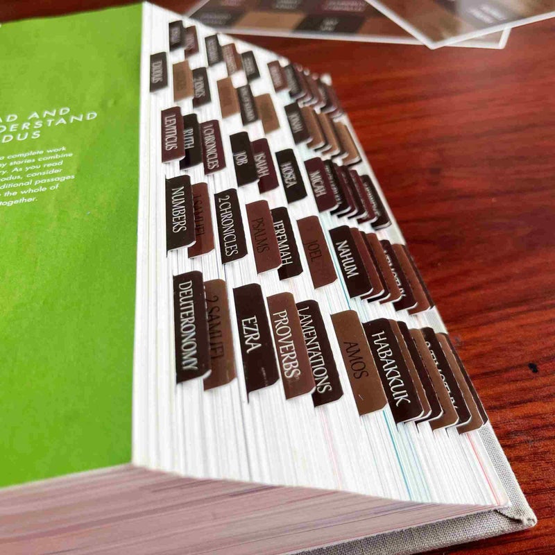 Thinkor Reposition Laminated Bible Tabs, Large Print Stickers, Easy to Read & Apply Bible Tabs for Women & Man (Earthy Brown) - Image 3