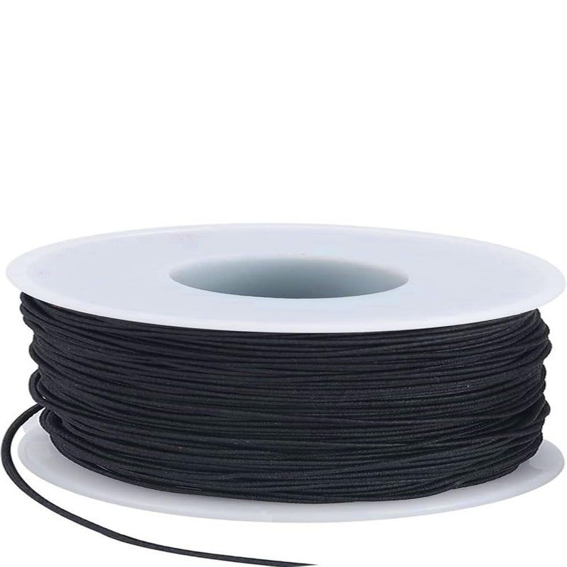 LIS HEGENSA Elastic Bracelet String Cord Stretch Bead Cord for Jewelry Making and Bracelet Making Kits Transparent Stretchy String for Bracelets (Black 75ft/25M(1MM))