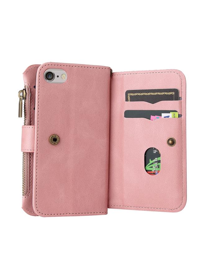 S-TOP Case For iPhone SE 2022 / SE 2020 / 8 / 7 Skin Feel PU + TPU Horizontal Flip Leather Case with Holder & 15 Cards Slot & Wallet & Zipper Pocket & Lanyard - Image 5