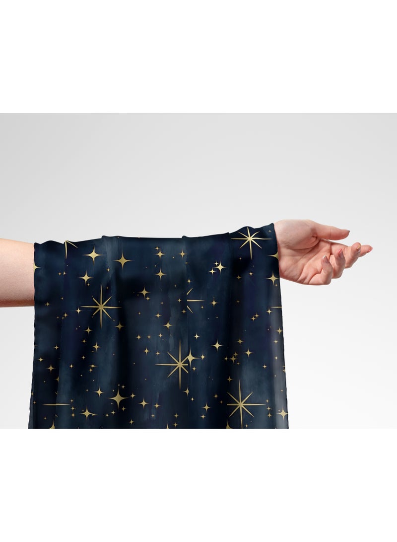 Vellato Al Lail Aramny Silk Fabric By The Yard Gold Stars Design Jalabiya Makhweer Dressmaking 58 Inches Width Luxurious Feel - Image 1