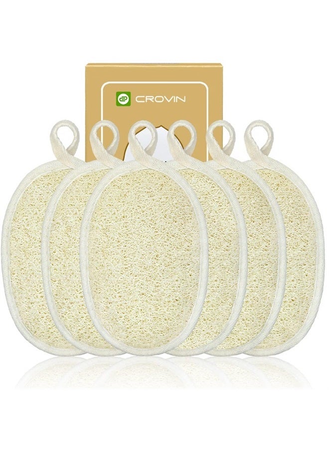 Crovin Loofah Pads - Exfoliating Loofah Body Scrubber 100% Natural Bath Sponge for Men and Women's SPA - 6 Count Gifts Luffa Package,Perfect for Bath Shower - Image 1