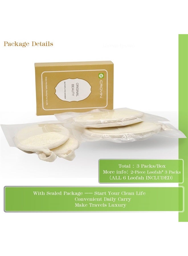 Crovin Loofah Pads - Exfoliating Loofah Body Scrubber 100% Natural Bath Sponge for Men and Women's SPA - 6 Count Gifts Luffa Package,Perfect for Bath Shower - Image 2