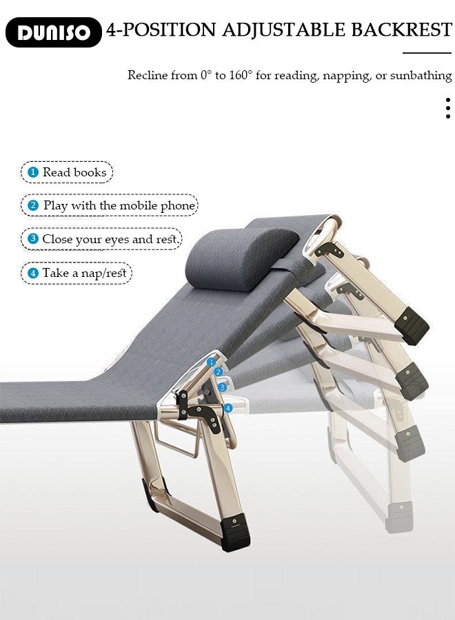 DUNISO Folding Camping Cot for Adults with Mattress Adjustable 4-Position Portable Folding Camping Bed Sleeping Cot with Pillow Lightweight Cots for Camping Home Office Nap - Image 3