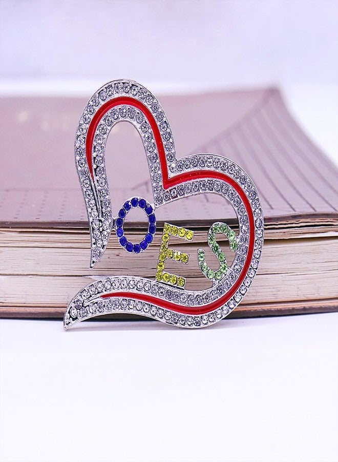 HUSURU Greek Order Eastern Star Pin Social Members Heart OES Brooch Women Gifts Jewelry - Image 2