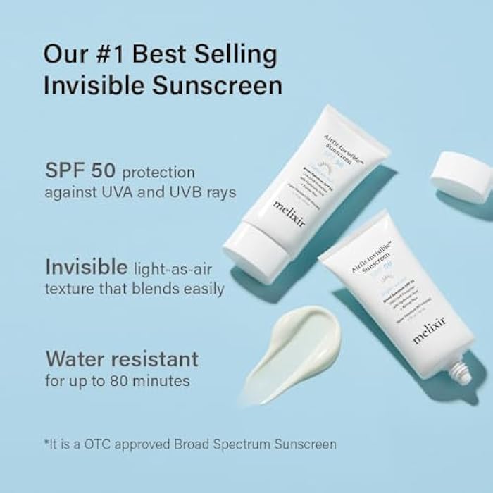 Melixir Airfit Invisible™ Sunscreen SPF 50, Broad Spectrum Korean Rice Sunscreen for Face, Hyaluronic Acid, Moisturizing Daily Protection for Sensitive Skin, No White Cast, Waterproof (1.7fl.oz./50ml) - Image 2