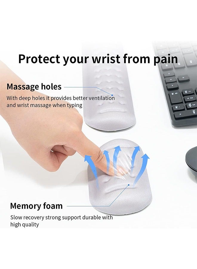 Arabest Keyboard Wrist Rest Pad and Mouse Wrist Rest Pad, Soft Memory Foam Ergonomic Hand Wrist Support for Computer, PC, Laptop, Comfort with Massage Hole for Productive Typing and Gaming (Grey) - Image 3
