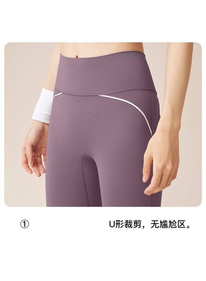 Juyitang No Visible Seam Yoga Pants High Stretch Naked Feeling Slim Fit High Waist Breathable Sports Fitness Pants - Image 2