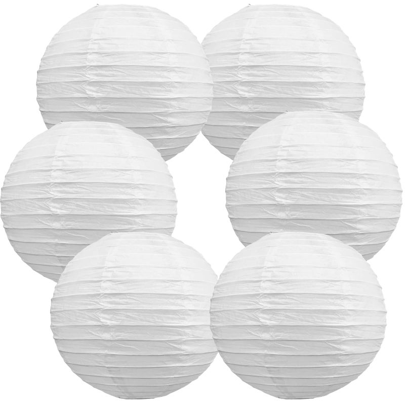 BEISHIDA 6-Inch White Paper Lanterns Decorative Chinese/Japanese Hanging Round Paper Lanterns Lamp for Birthday, Wedding, Christmas, Bridal, Home Decor, Party Decoration (6 Packs) - Image 1