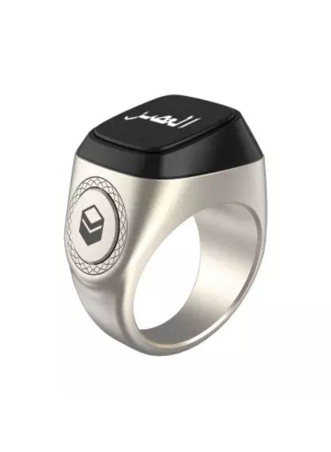 iQIBLA Smart Tasbih Tally Counter for Muslims Zikr Ring Digital Tasbeeh 5 Prayer Time Vibration Reminder Waterproof 20mm SILVER - Image 1