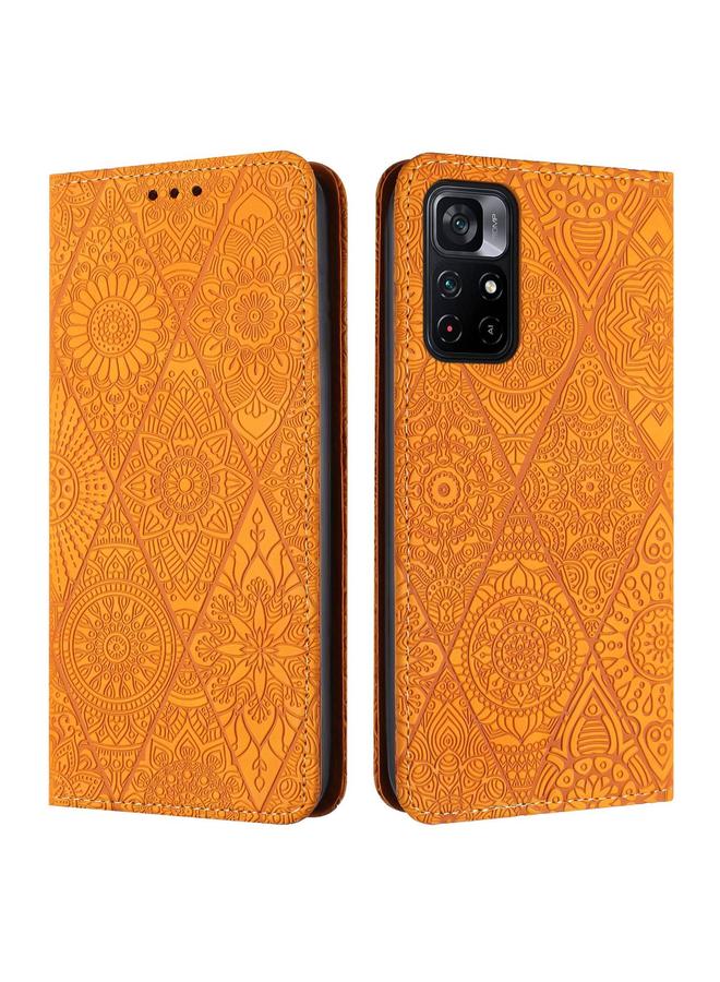 Case For Xiaomi Poco M4 Pro 5G Ethnic Embossed Adsorption Leather Phone Case
