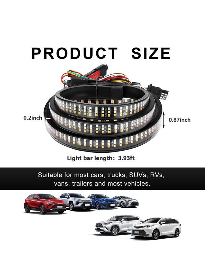 MTRPS 48" Truck Tailgate Light Bar, Triple Row Bright Flexible Strip w/Sequential Turn Signal Brake Reverse Light, IP67 Waterproof Stop Turn Signal Backup LED Strip for Pickup Trailer SUV - Image 2