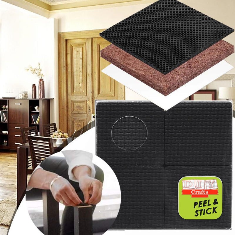 DIY Crafts 6 Pcs, 6 inch Square, Black Slip Stick Non DIY Slip Furniture Pads/Rubber Grips Self Adhesive Feet Floor Protectors Silent Feet Shock Pads Table Furniture Floor (6, 6 inch Square, Black) - Image 1
