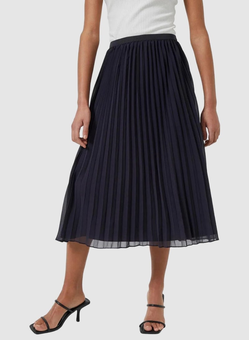 French Connection Pleated Solid Midi Skirt - Image 3