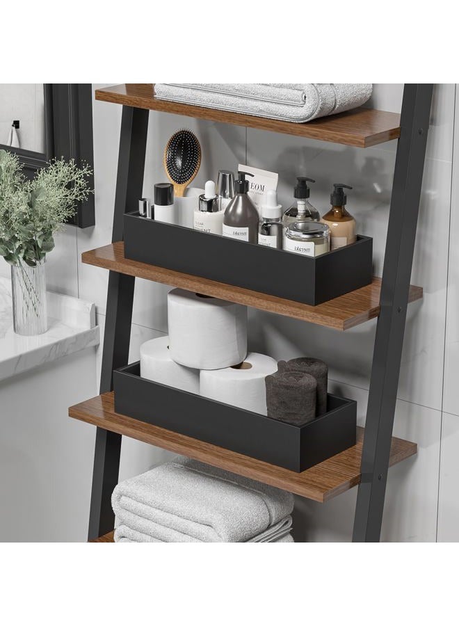 ZHWS Bathroom Vanity Tray Bamboo Tray - Guest Towel Organizer Holder Tray Wood Sink Tray, Toilet Tank Tray Perfume Tray for Home Decoration 15” L x 6” W x 3” H (Black) - Image 4