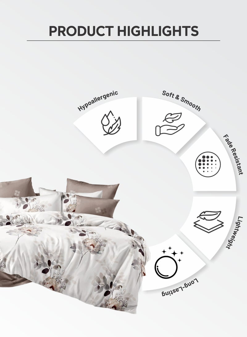 Donetella Duvet Cover Set 4-Pcs Single Size Printed Bed Set With 1 Duvet Cover(160 x 220 CM) 1 Fitted Sheet 1 Pillow Sham And 1 Pillow Case (Without Filler),Mercury  - Image 5