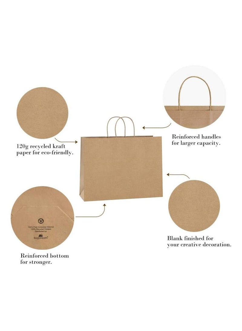 أكياس ورقية بنية مع مقابض 31 × 41 × 12 سم أكياس هدايا كرافت كبيرة لهدايا أعياد الميلاد وحفلات الزفاف والحلويات والتعبئة والتغليف والعيد (12 كيس) - Image 3