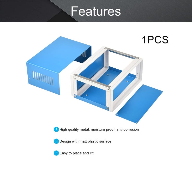 Fielect Metal Enclosure Project Case Electronic Enclosure Blue Project Enclosure Box DIY Case Enclosure Junction Case, 6.69" x 5.12" x 3.15" - Image 3