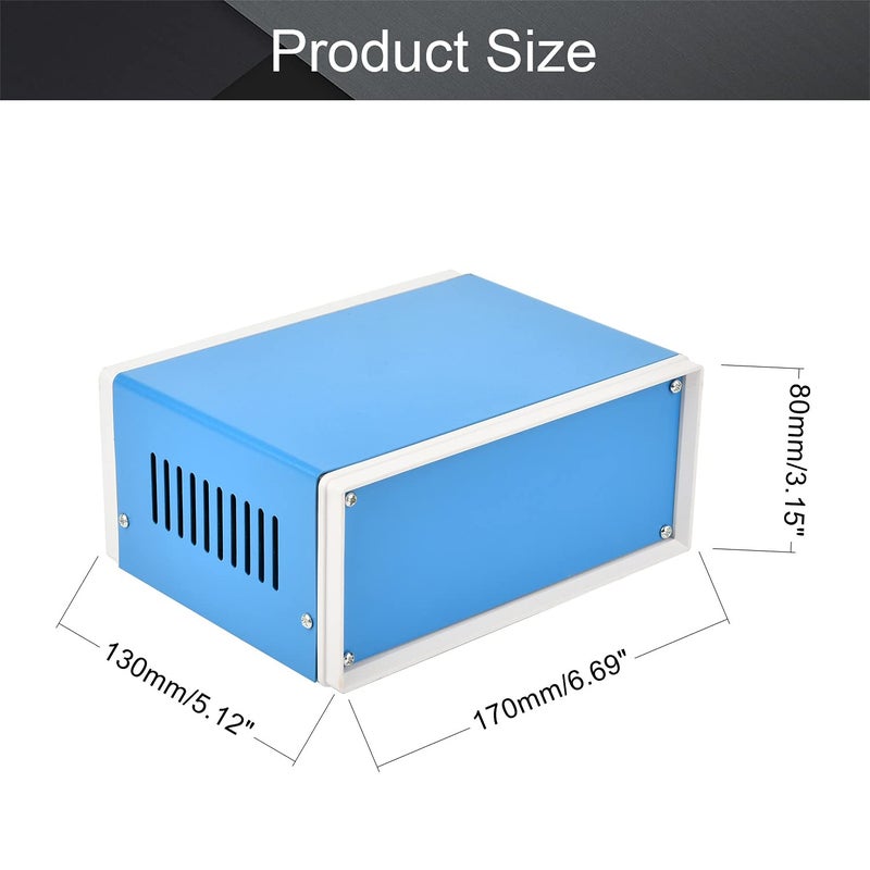 Fielect Metal Enclosure Project Case Electronic Enclosure Blue Project Enclosure Box DIY Case Enclosure Junction Case, 6.69" x 5.12" x 3.15" - Image 2