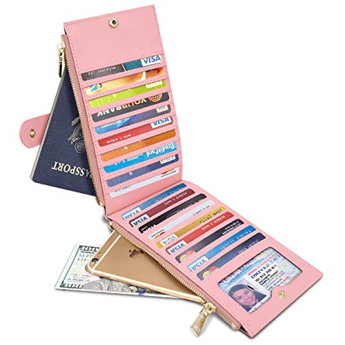 Coco Rossi Wallets for Women Pink Marble Wallet Multi Card Organizer Bifold Wallet with Double Zipper Pocket,Gold Pink Marble - Image 5