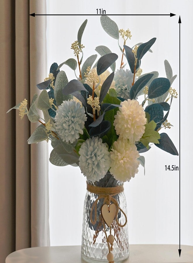 LADADA Fake Vase, Silk Rose, Artificial Fake Plant Eucalyptus Flower Decoration for Home Office, Farmhouse, Bathroom, Dining Table Center, Coffee Table Decoration - Image 3
