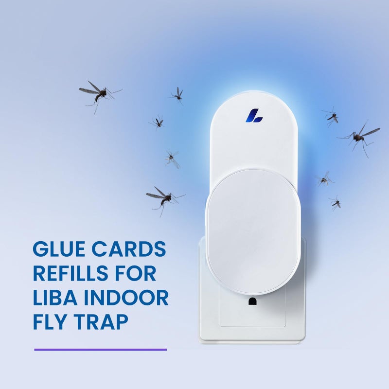 LiBa 3 Pack Glue Card Refill for LiBa Flying Insect Trap, Fruit Fly Traps for Indoors, Gnat Traps for House Bug Light Trap Indoor Replacement Glue Boards - Image 4