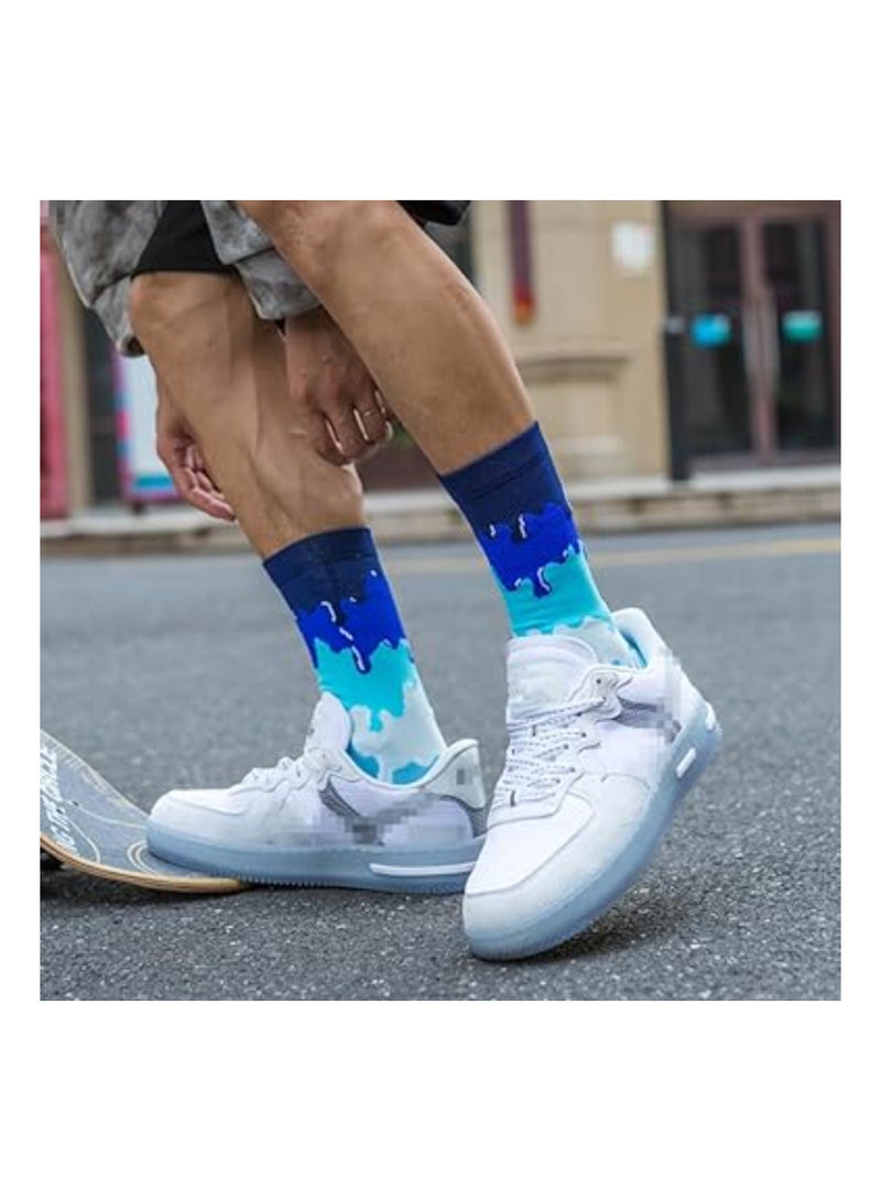 SOLARAE 5 أزواج من الجوارب الرياضية العصرية الملونة للجنسين، مع طبقة داخلية ناعمة مثل المنشفة، مقاومة للرائحة وامتصاص العرق، مميزة لليسار واليمين، جوارب قطنية عالية الكاحل، جوارب عتيقة للرجال والنساء - Image 4