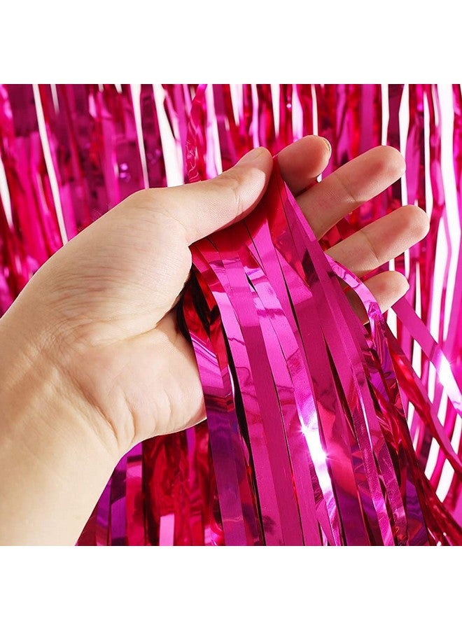 هونج كونج بالونز ستائر HK Balloons بمقاس 3 أقدام × 6 أقدام من رقائق معدنية لامعة، مناسبة لخلفية المسرح، وستائر Simmer لتزيين أعياد الميلاد والذكرى السنوية (لون وردي، عبوة من 4 قطع) - Image 3