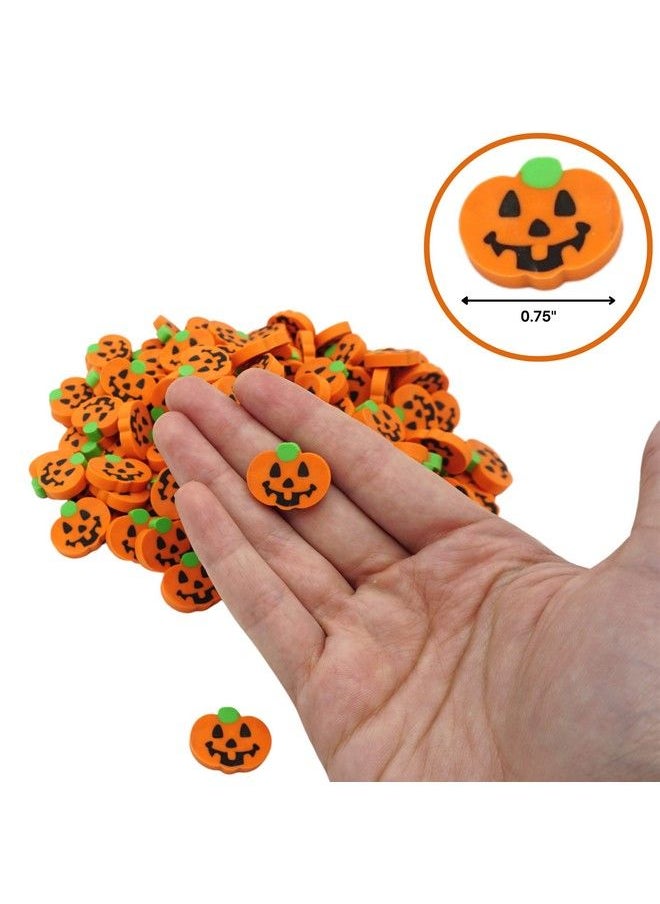 4E's Novelty - 144 Pcs Halloween Pumpkin Erasers For Kids Bulk Mini Halloween Party Favors For Kids Halloween Treats Non Candy Trick Or Treats Goody Bag Filler Classroom Prize By 4E’S Novelty - Image 1