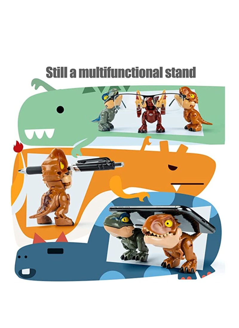 Y&D Dinosaur Robot Transforming 2 in 1 Toys,Transformers with Movable Limbs, Tail and Mouth, Jurassic Dino Action Figure, Great Gift for Kids Friends Family (4 PCS)  - Image 3